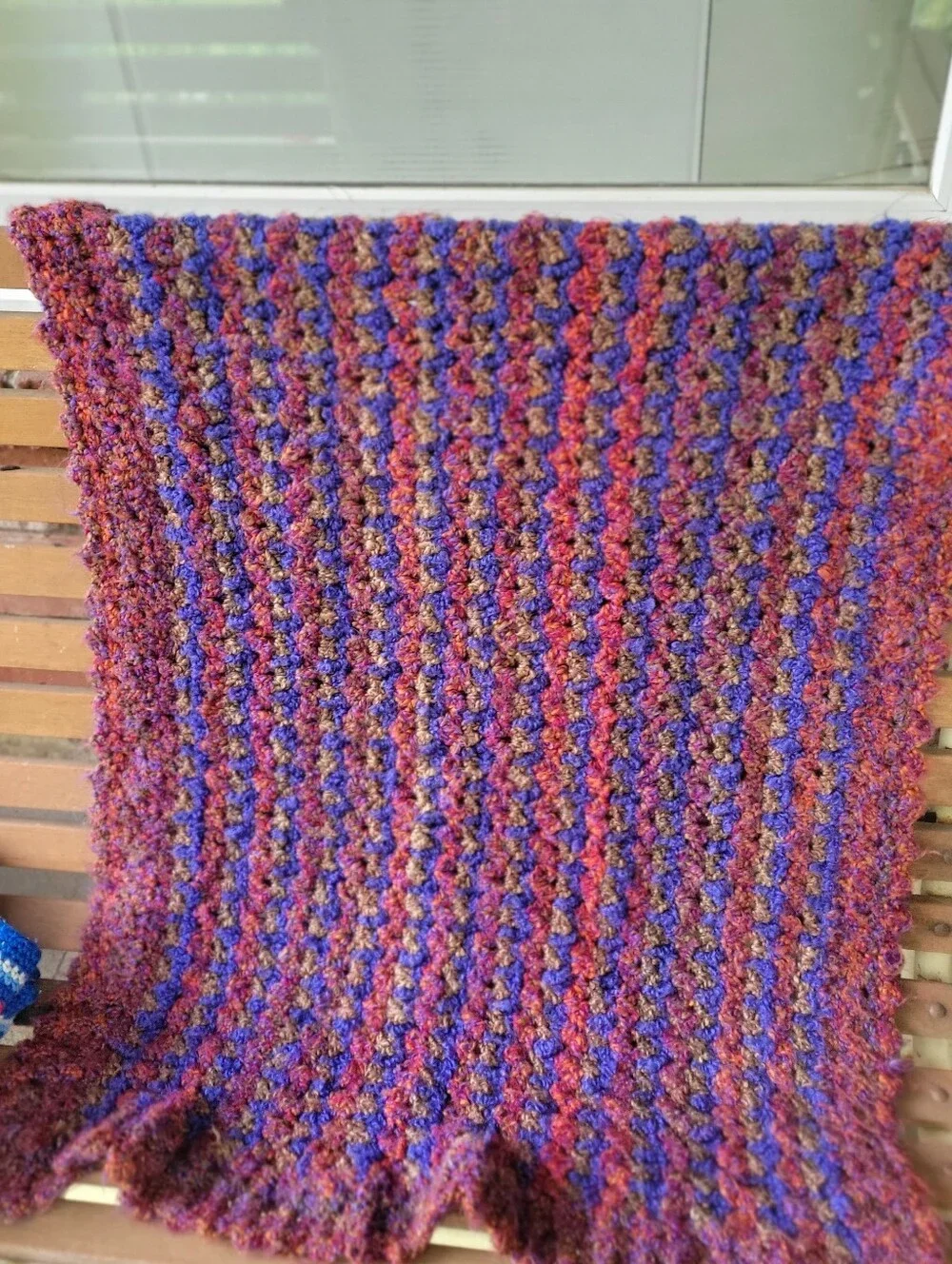 Handmade Red White & Blue Crochet Afghan + Bonus Afghan